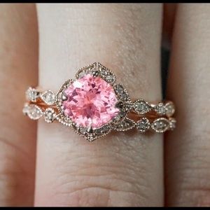 Rose Gold Filled Ring Set with Pink Sapphire